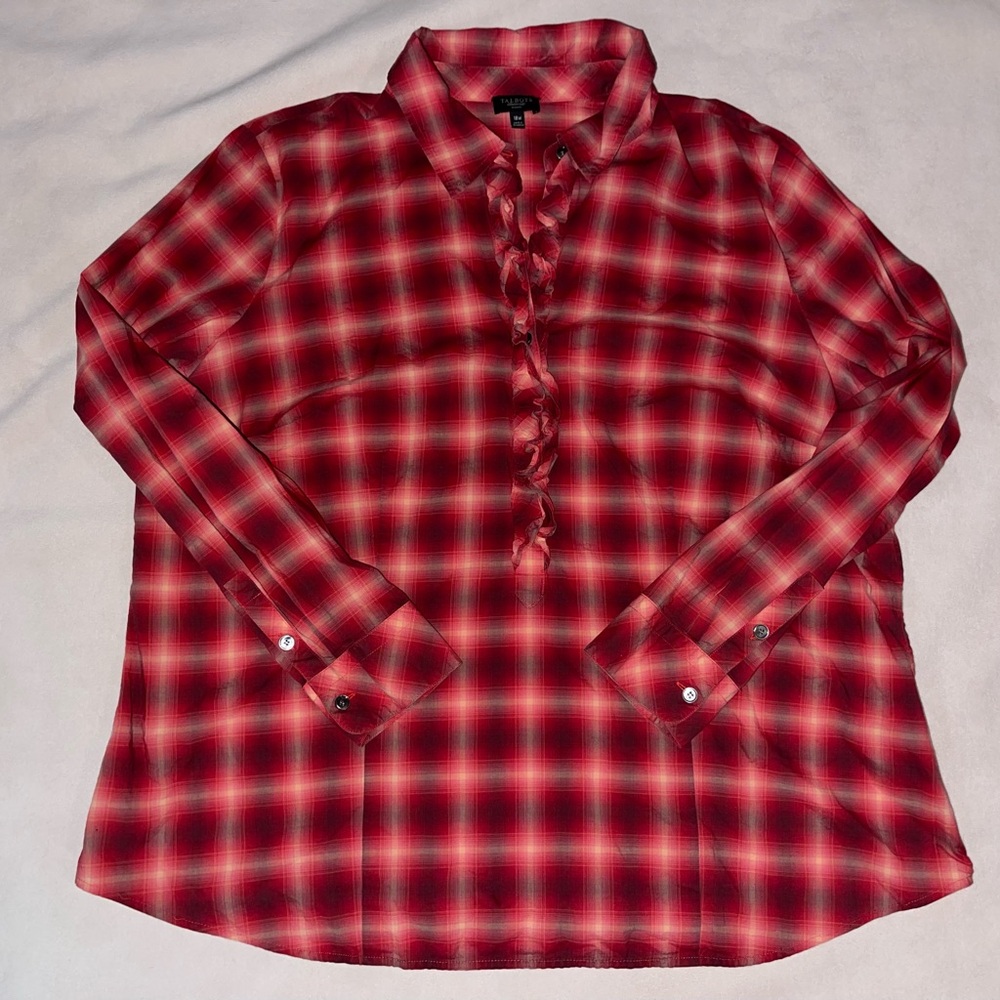 Red Plaid‎ Button-Up Blouse